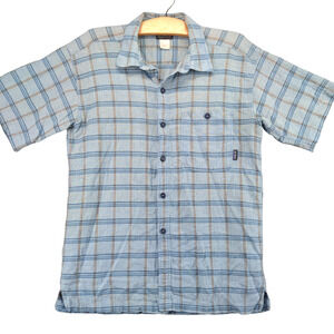 Patagonia Mens Button-Up Shirt Blue Plaid Small Organic Cotton Chest Pocket
